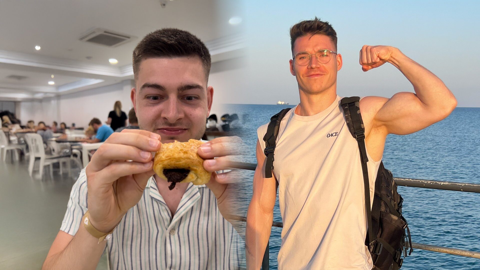 Nick gönnt sich ein Croissant, Luca zeigt Bizeps am Meer